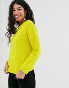 Brave Soul Neon Cable Sweater-green