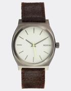 Nixon Time Teller Leather Strap Watch - Brown