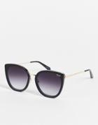 Quay Flat Out Cat Eye Womens Sunglasses In Black