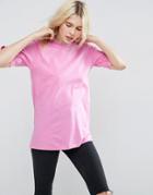 Asos T-shirt In Boxy Fit With Shoulder Pad - Pink