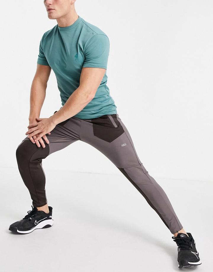 Asos 4505 Skinny Training Sweatpants With Contrast Panels-brown