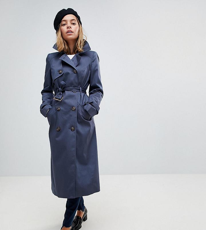 Asos Petite Longline Classic Trench - Gray