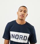 North 56.4 Tall 100% Cotton Crew Neck T-shirt With Nord Print - Navy