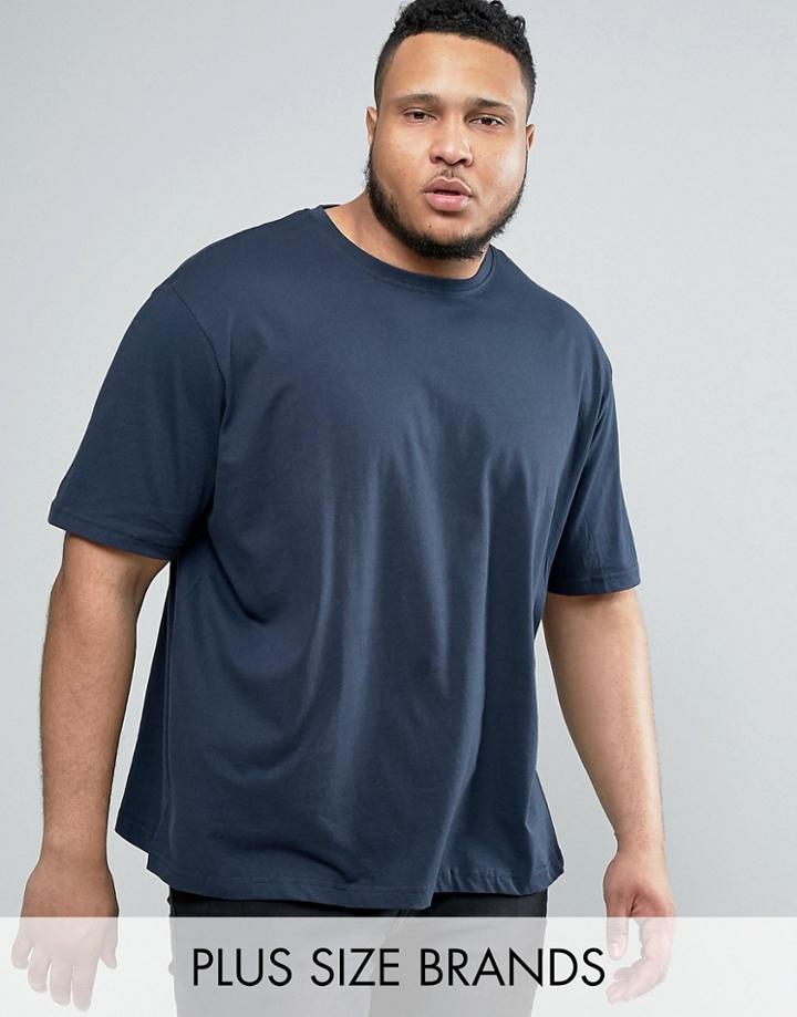 Jacamo Plus T-shirt With Crew Neck In Navy - Navy