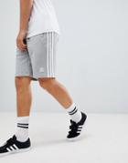Adidas Originals 3 Stripe Shorts In Gray