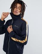 Mennace Track Jacket In Navy With Gold Side Stripe - Navy
