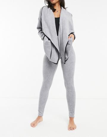 Dkny Long Sleeve Fleece And Legging Set In Gray