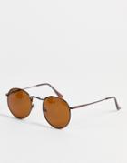 Aj Morgan Bradley Round Lens Sunglasses-brown