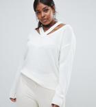 Micha Lounge Curve Sweater With Cut Out Shoulder Detail - Cream