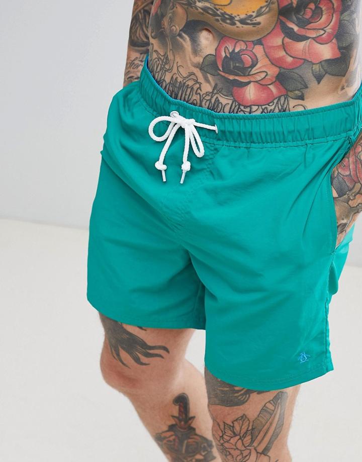 Original Penguin Swim Shorts Slim Fit Small Logo In Green