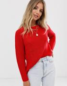 Jdy Crew Neck Knitted Sweater-red