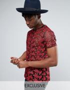Reclaimed Vintage Inspired Lace T-shirt - Red