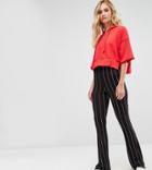 Missguided Tall Pinstripe Flared Pants - Black