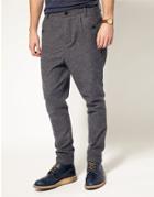 Asos Wool Drop Crotch Pants - Gray