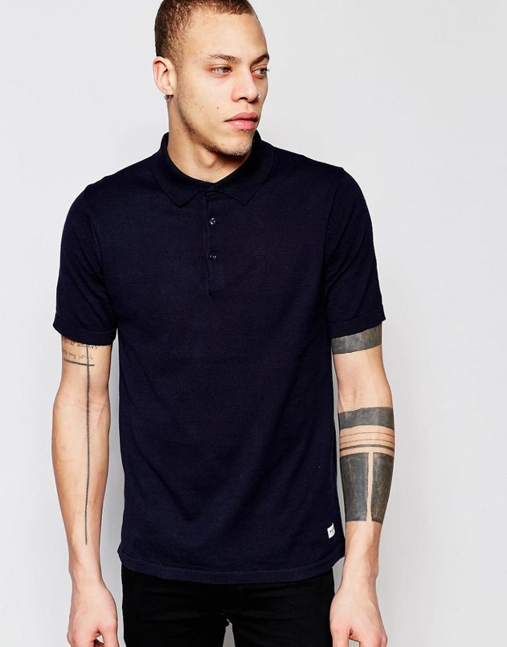 Only & Sons Knitted Polo Shirt - Navy
