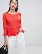 Brave Soul Theresa Frill Hem Top - Red