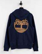 Timberland Core Tree Logo Zip Through Hoodie In Navy
