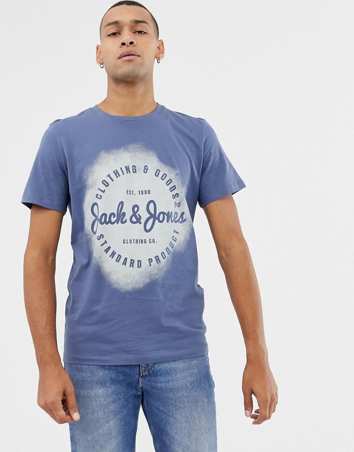 Jack & Jones Logo T-shirt With Spray Print-navy