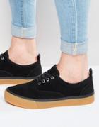 Asos Lace Up Sneakers In Black With Thick Sole - Black
