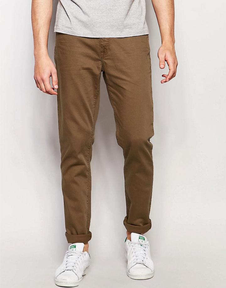 Asos Skinny Jeans In Khaki - Ermine