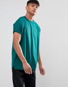 Asos Super Oversized Roll Sleeve T-shirt - Green