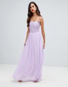 Ax Paris Tulle Maxi Dress With Embellished Detail - Purple
