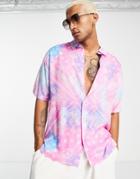 Bershka Relaxed Shirt In Pink With Bandana Print