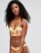 Maaji Strapless Cupped Longline Palm Print Bikini Top - Orange