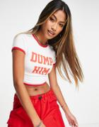 Asos Design Ringer T-shirt With Dump Him Graphic Print In White