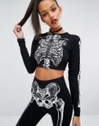 Missguided Halloween Skeleton Crop Top - Black