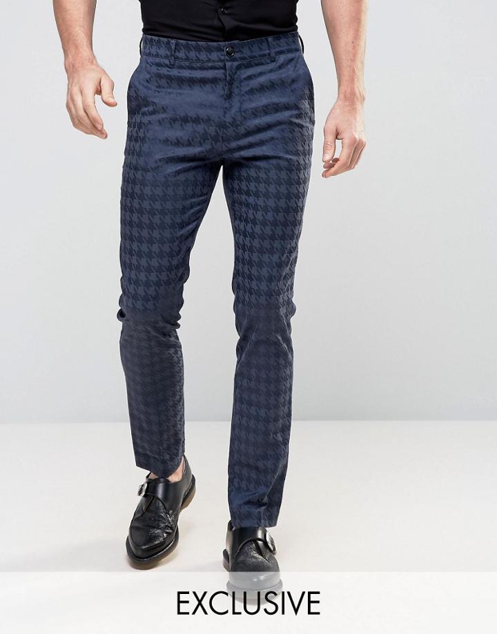 Reclaimed Vintage Skinny Houndstooth Pants - Black