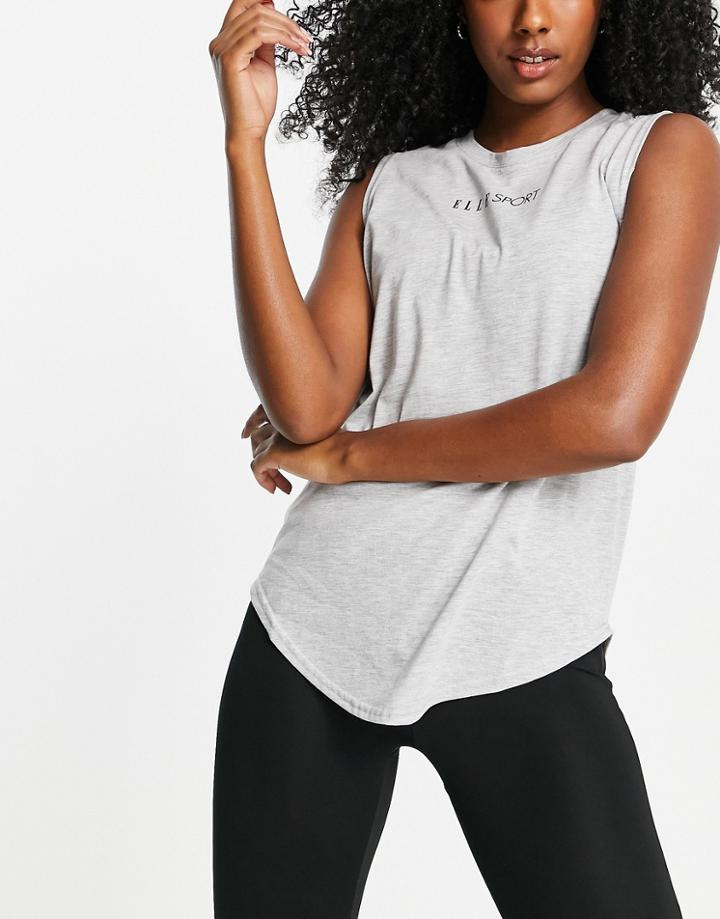Elle Sport Signature Cotton Touch Tank In Gray Heather