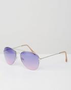 Pieces Aviator Sunglasses With Purple Lense - Purple