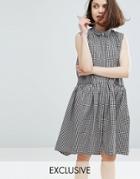 Monki Gingham Tiered Hem Dress - Pink