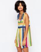 Asos Rainbow Romper With Ties - Multi