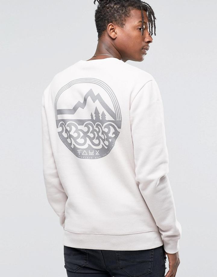 Friend Or Faux Back Print Sweatshirt - Beige