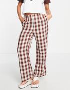 Lola May Wide Leg Pants In Check-multi