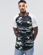 Good For Nothing Raglan T-shirt With Paint Splatter Print - Black