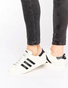 Adidas Originals Faux Snake White And Black Superstar Sneakers - White