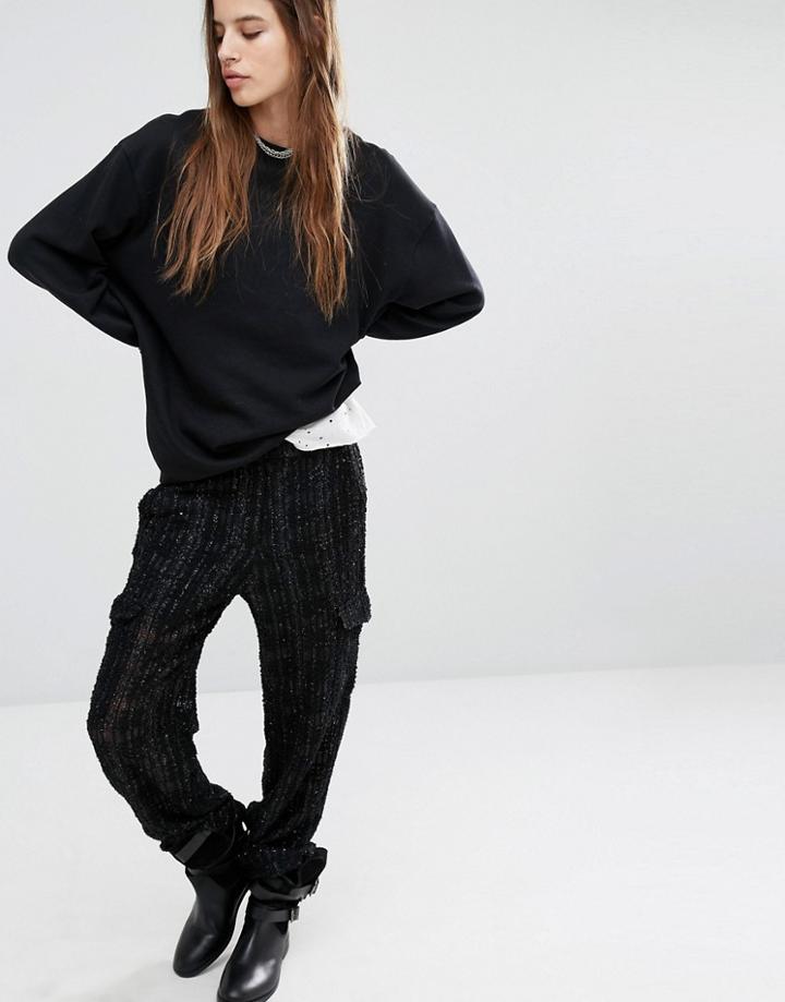 Religion Cargo Pants In Metallic - Black