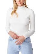 Cotton: On High Neck Ribbed Knitted Sweater In White