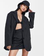 Topshop Nylon Blazer In Black