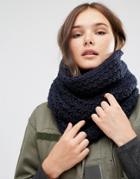 Hat Attack Chevron Knit Long Loop Infinity Scarf - Navy