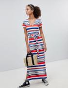 New Look Stripe V Neck T-shirt Maxi Dress - White