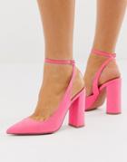 Asos Design Pace High Block Heels In Bright Pink - Pink