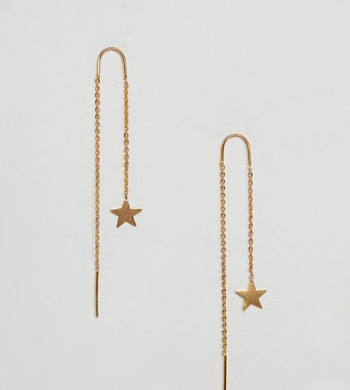 Ottoman Hands Star Chain Through & Through Earrings - Gold