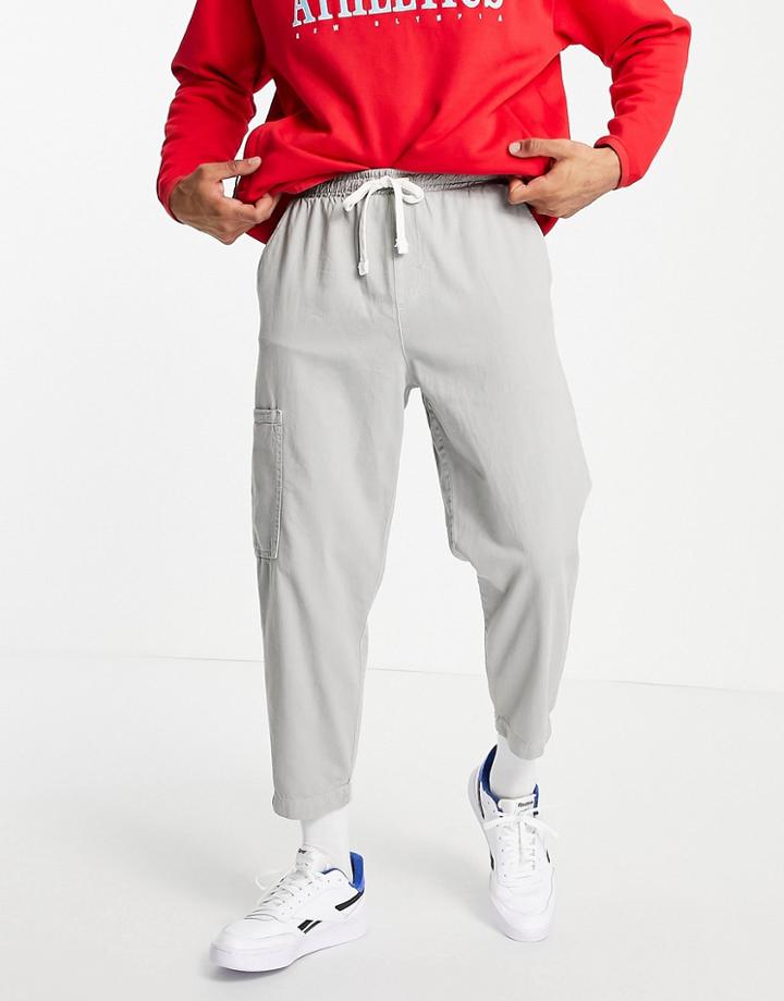 Bershka Loose Fit Cargo Pants In Dark Gray-grey