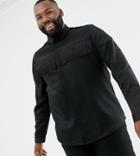 Asos Edition Plus Regular Fit Satin Shirt With Fringing - Black