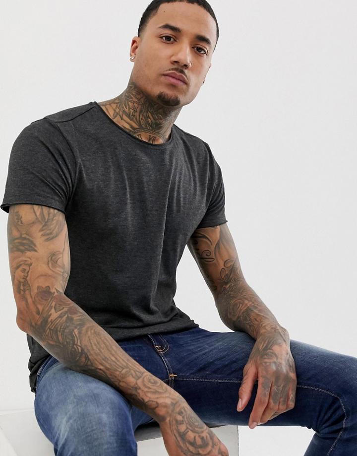 Brave Soul Basic Raw Edge T-shirt