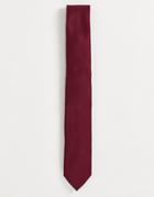 Asos Design Textured Tie In Burgundy